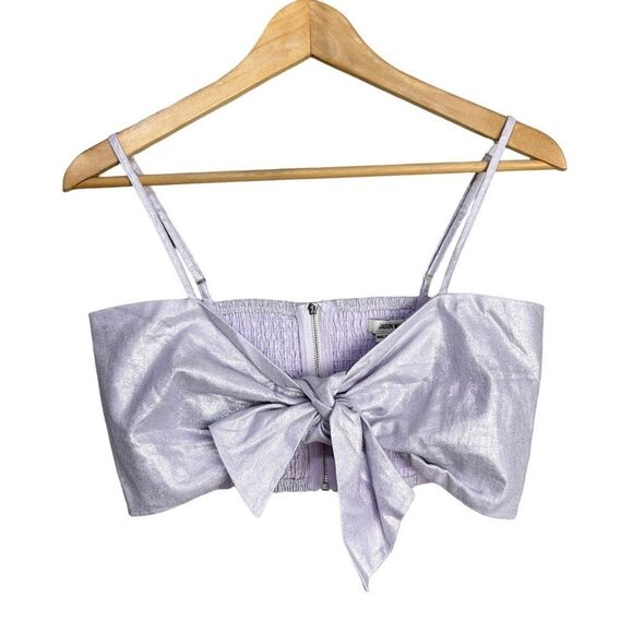 NWT Jason Wu Luminous Lavender Shimmery Tie Front Crop Top Small - Picture 1 of 8